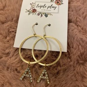 NIB! Triple Play Initial earrings